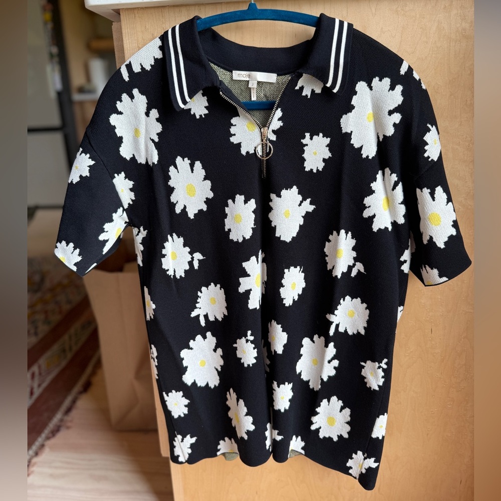 NEW Oversized MAJE Polo with daisies